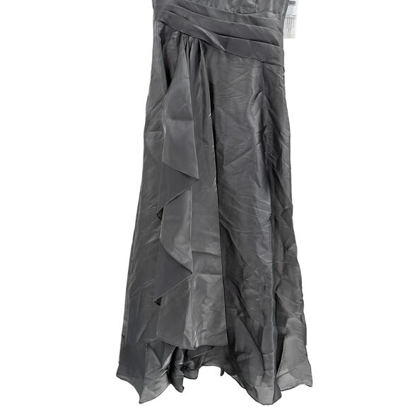 Aidan Mattox by Adrianna Papell Slate Iridescent Organza A-Line Gown Size 14 - Picture 7 of 11